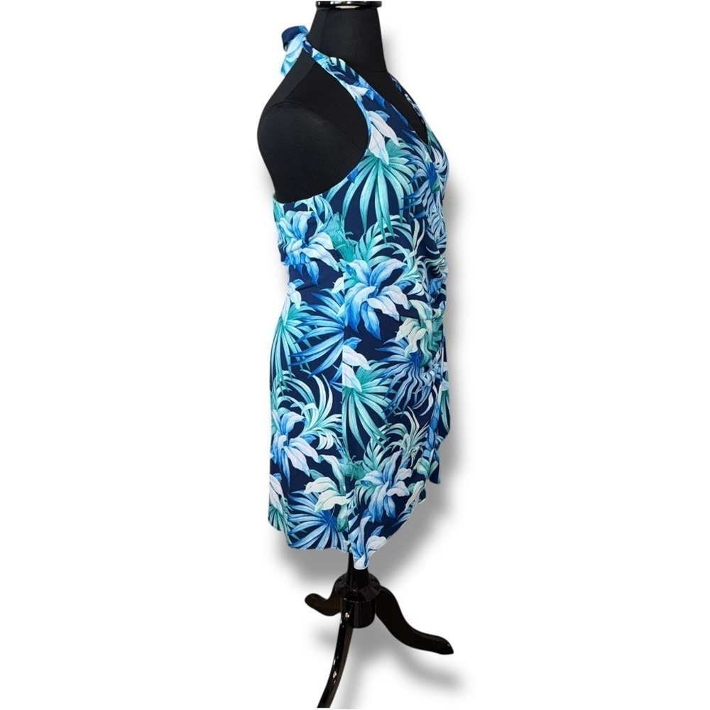 TOMMY BAHAMA Clara Legendary Leaves Faux-Wrap Halter Dress - XL Island Navy - Picture 3 of 14
